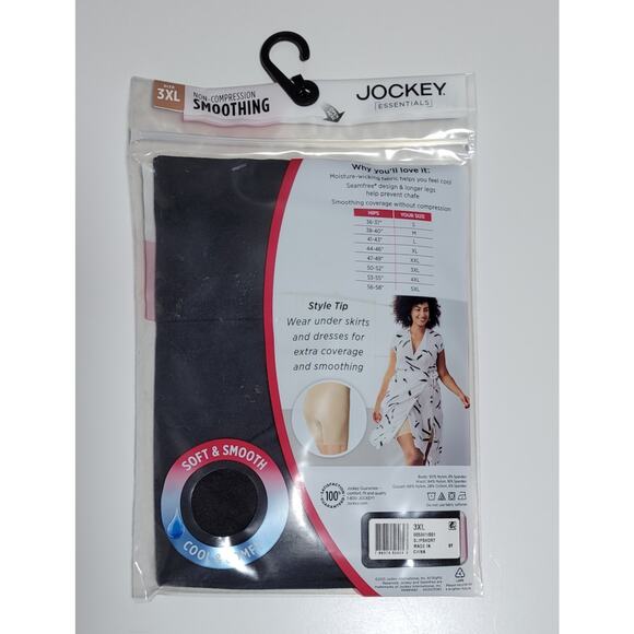 Jockey Essentials Women's 3XL Seamfree No-Chafe Slipshort Black Boyshort Cotton - Picture 2 of 4